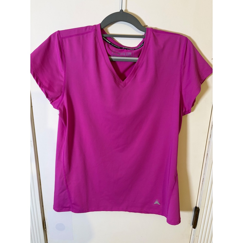 Arctic Cool HydroFreeze Womens XL Magenta Pink V-Neck Athletic Performance Shirt